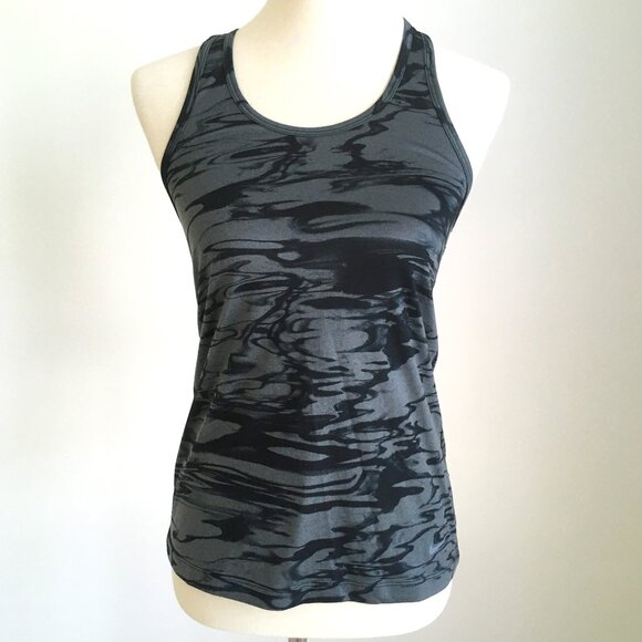 Nike DriFit Tank Top Small Green Black Racerback Graphic Marbled Print Running - Picture 1 of 9